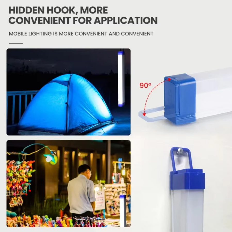 Heinast LED-Balkenlicht in Weiß und Blau, wiederaufladbare zylindrische Campinglampe mit magnetischer Aufhängung für Garten und Notfälle - Bild 2