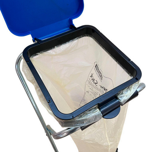 Schulte Regalwelt Müllsackständer Wertstoffsammler mit Rollen und Klappdeckel, silberfarben, B/T/H: 38 x 35 x 98 cm - Bild 2