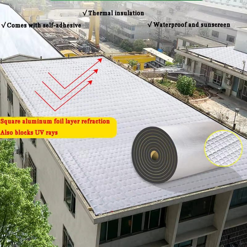 Selbstklebende Aluminiumfolien-Isolierrolle in Silber mit geschlossenzelligem Schaumstoff zur Hitze- und Schalldämmung - Bild 2