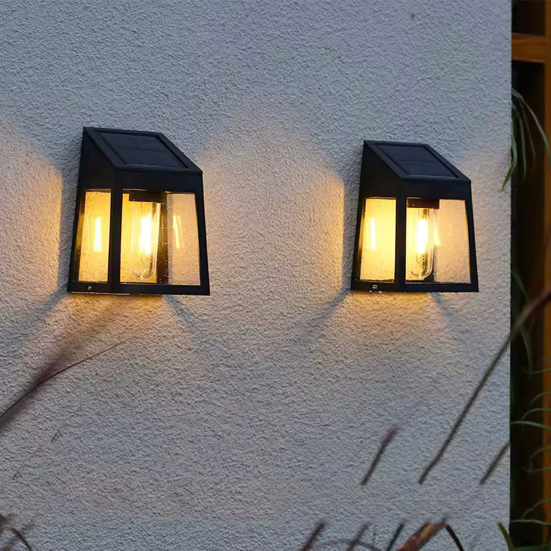 Wasserdichte Solar Wandleuchte für Garten und Außenbereich in Schwarz mit warmweißem Filament-Licht - Bild 4