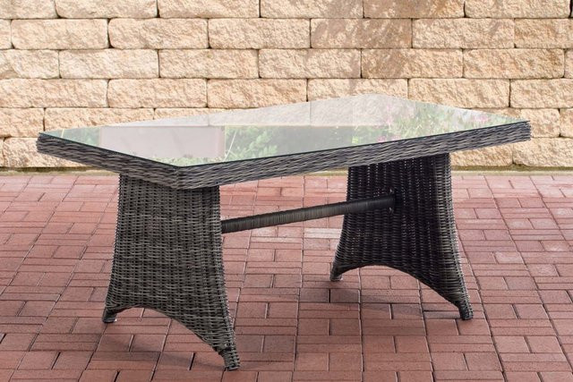 TPFGarden Gartentisch Sibell aus Polyrattan mit Glasplatte in Grau-Meliert - Bild 1