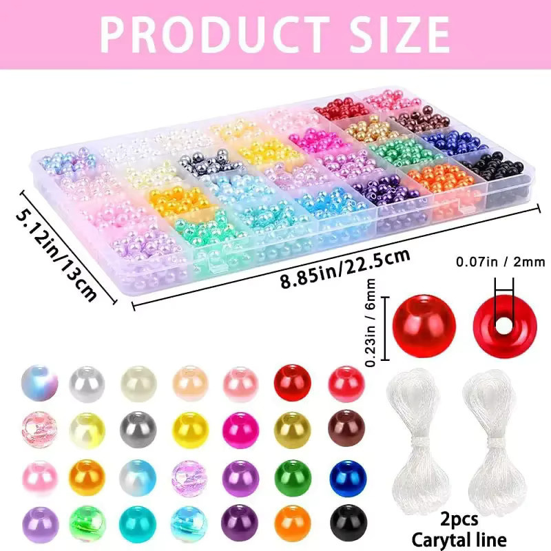 QIAO Perlen-Set, 28 Farben, 6 mm, runde Perlen - Bild 2