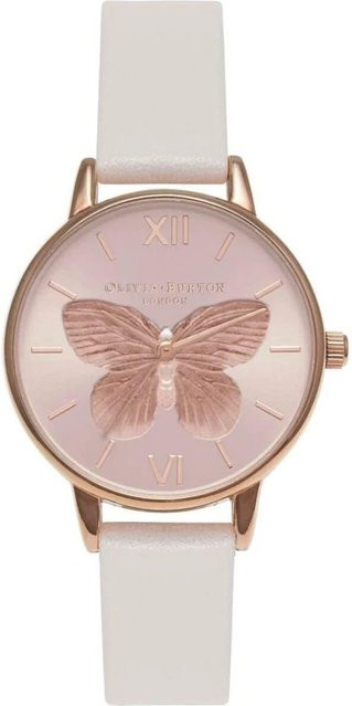 Olivia Burton Armbanduhr, Quarz, Edelstahl, Leder, Rosa, Weiß, Damen - Bild 1