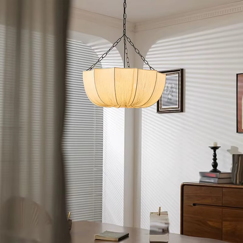 LINCCW Retro Pendelleuchte aus Metall und Stoff in Schwarz für Wohnzimmer, Esszimmer oder Schlafzimmer - Bild 2