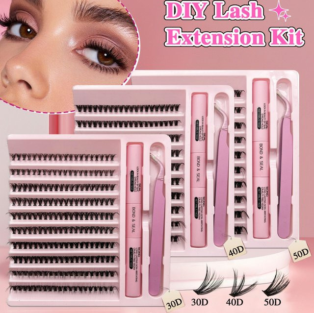 Manger Lashes DIY falsche Wimpern, einzelne Wimpernbüschel, 9–16 mm, Natural - Bild 1
