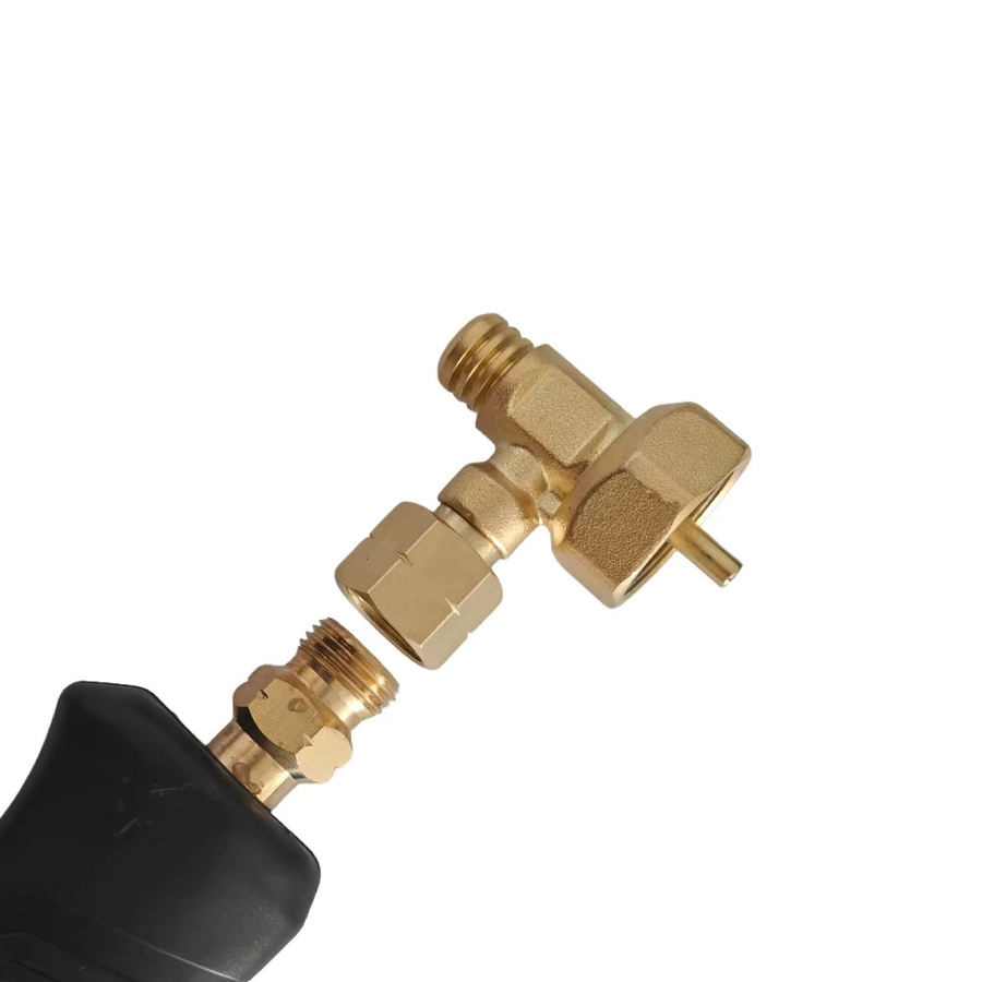 Propan Mapp Gas Brenner Adapter mit 90 Grad Ellenbogen Konverter in Gold - Bild 2