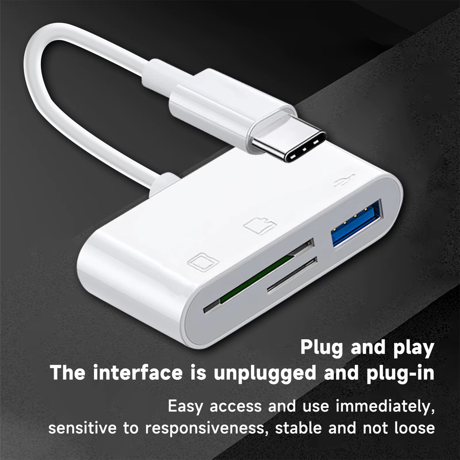 USB-C OTG Kartenleser in Weiß für SD und TF Speicherkarten zur Datenübertragung für Laptop, Handy und Tablet - Bild 4