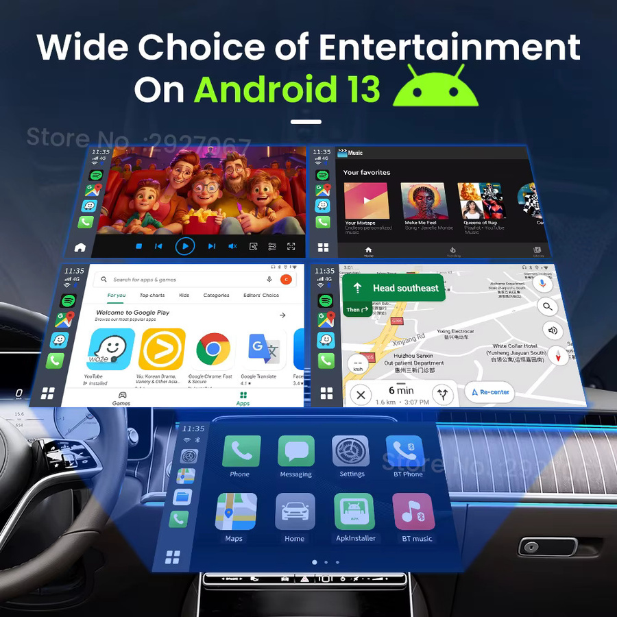 CarlinKit CarPlay AI Box Android 13 SM6115 mit 8-Kern Prozessor, Wireless CarPlay und Android Auto, Video-TV-Streaming Box mit 4G LTE und WiFi, Farbe: Schwarz, 64G/128G - Bild 2