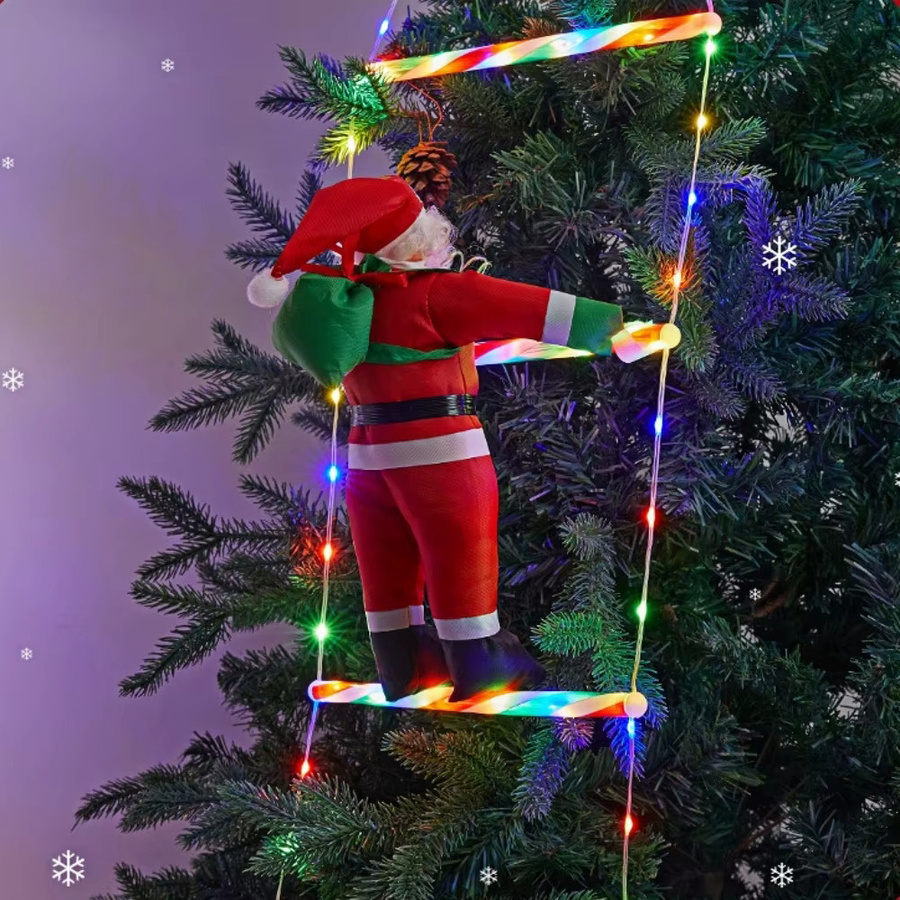LED Weihnachtsdekoration mit kletterndem Weihnachtsmann in Multicolour, dekorative Leiterlichter für den Innenbereich mit 8 Modi - Bild 2