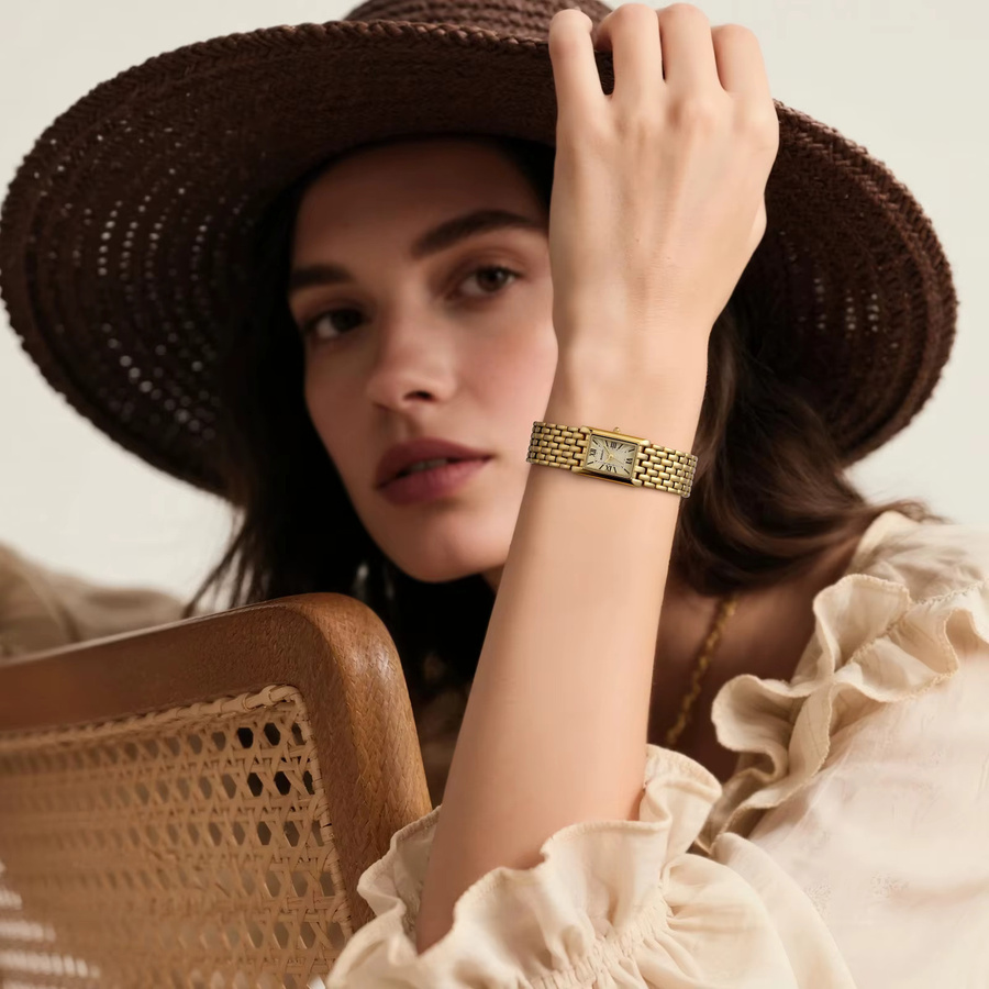 BERNY Armbanduhr, Quarz, Edelstahl, Gold, Rechteckig, Damen - Bild 5