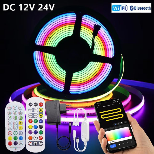 Tuya RGBIC COB LED Streifen mit WLAN und Bluetooth, adressierbare WS2811 Lichtband in Multicolour, 720 LEDs/m, hohe Helligkeit - Bild 1
