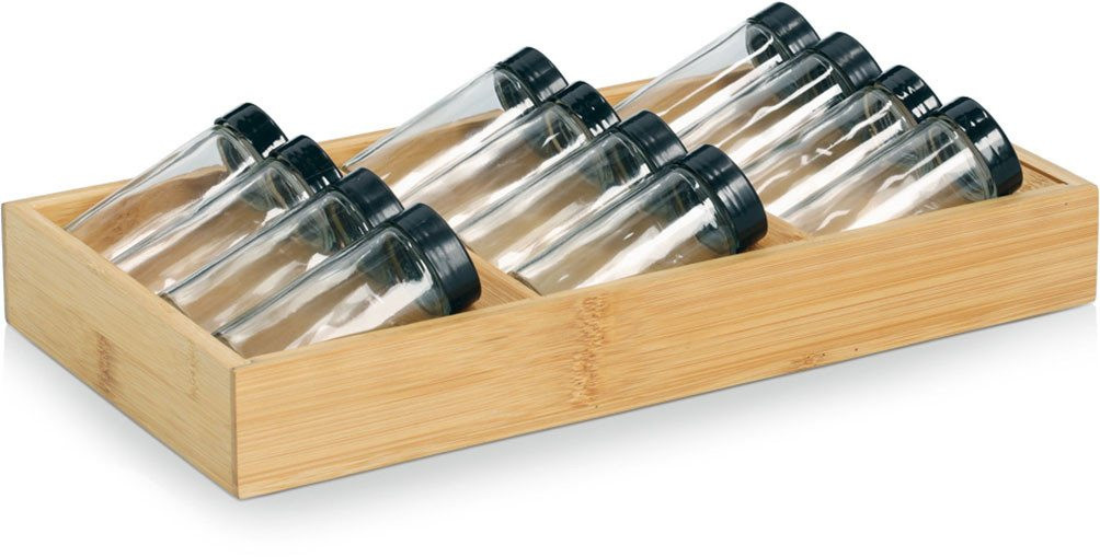 Zeller Present Gewürzeinsatz-Set aus Bambus und Glas, 13-teilig, Schwarz, B/H/L: 20 x 9 x 38 cm - Bild 1