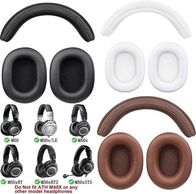 Audio-Technica Ersatz-Kopfbügel-Ohrpolster für ATH M50, M50X, M50XWH, M50XBT, M50XBT2 und M50S/LE in Schwarz oder Braun - Bild 1