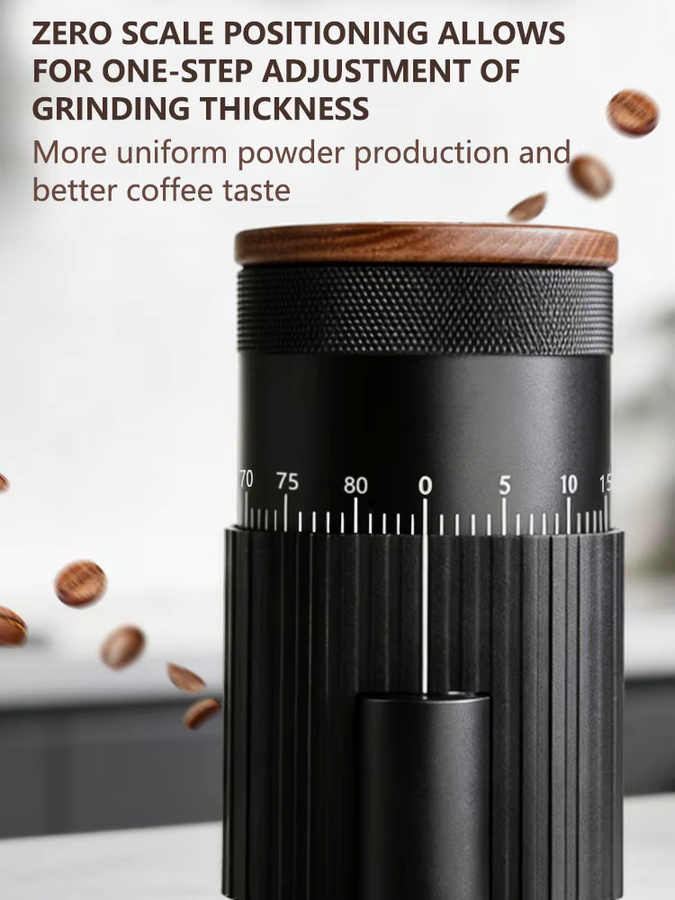 Elektrische Kaffeemühle von CF Wisdom, tragbare USB-aufladbare Gratmühle in Schwarz - Bild 3