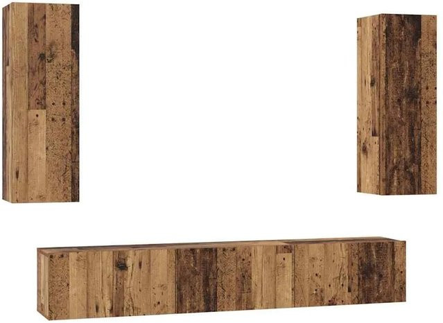 vidaXL TV-Schrankset Wandmontiert aus Holzwerkstoff in Braun, 5-teiliges Set für dein Wohnzimmer mit horizontalen und vertikalen Schränken - Bild 1