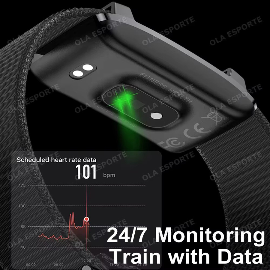 Ola Esporte Smart-Armband 2208A in Schwarz mit Herzfrequenz- und Blutdruckmessung sowie Schrittzähler für Sport und Fitness - Bild 5