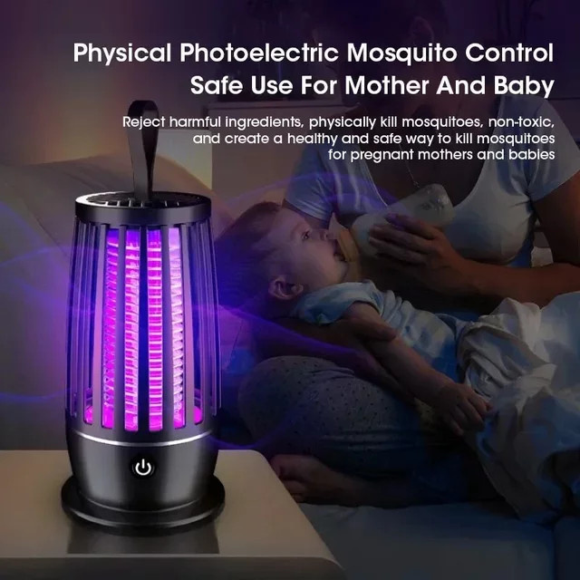 NOCCLILI USB Mückenvernichtungslampe Insektenfalle Schwarz für Innen und Außen - Bild 1