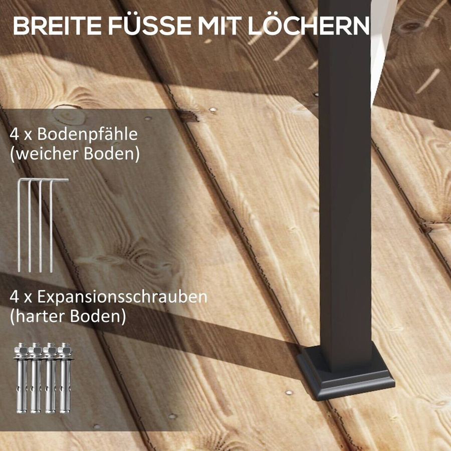 Outsunny Pergola Pavillon mit verstellbarem Dach in Beige/Weiß, B/H/L: 300 x 230 x 300 cm - Bild 6
