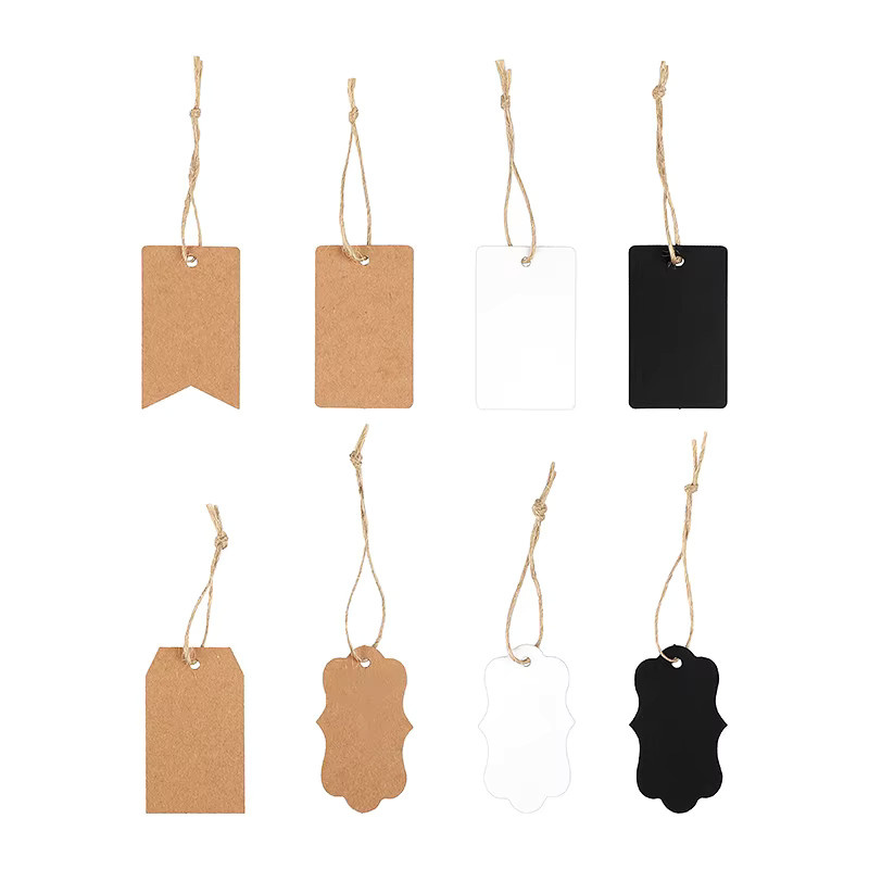 100 Stück leere Geschenkanhänger aus braunem Kraftpapier mit Seilen zur Dekoration von Hochzeiten, Geburtstagen und Partys - Bild 2