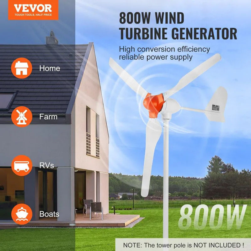 Buying Solutions MB 800W Windturbinengenerator 12V mit 3-Flügel-Windturbinen-Kit und MPPT-Regler in Weiß - Bild 5