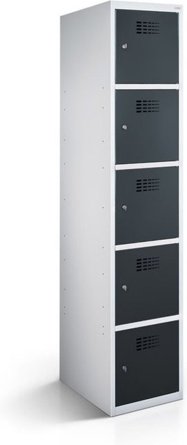 rotstahl Fächerschrank mit 5 Fächern in Anthrazit und lichtgrauem Korpus, B/T/H: 40 x 50 x 180 cm - Bild 1