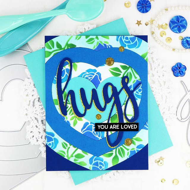 Transparente Kunststoff Schablone mit Blumen und Liebesworten für DIY Scrapbooking und Bastelarbeiten - Bild 1