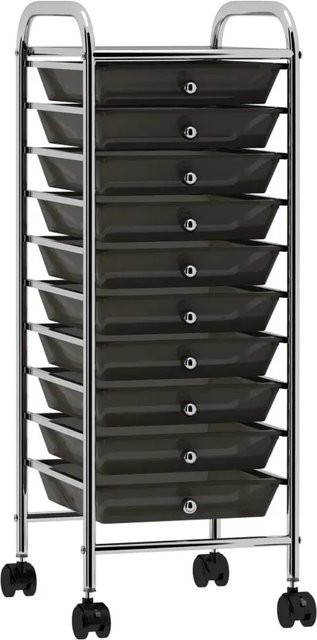 vidaXL Schubladenwagen mit 10 Schubladen in Schwarz aus Kunststoff mit Rollen für das Büro, B/T/H: 32,0 x 36,5 x 90,0 cm - Bild 1