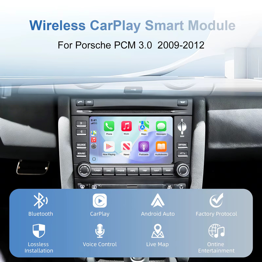 LEXXSON Kabelloses CarPlay und Android Auto Nachrüstkit Decoder-Box für Porsche PCM 3.0 (911, Cayenne, Cayman, Boxster, Panamera 2009-2012) mit Wi-Fi und Bluetooth - Bild 2