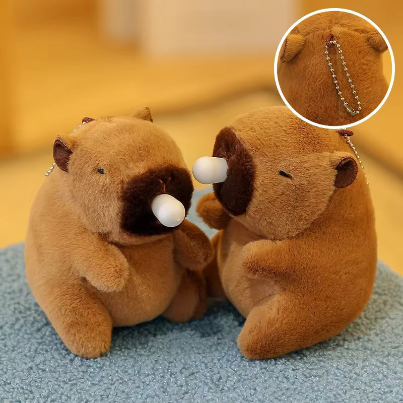 Capybara Plüsch Schlüsselbund, Braun, Plüsch / Textil - Bild 3