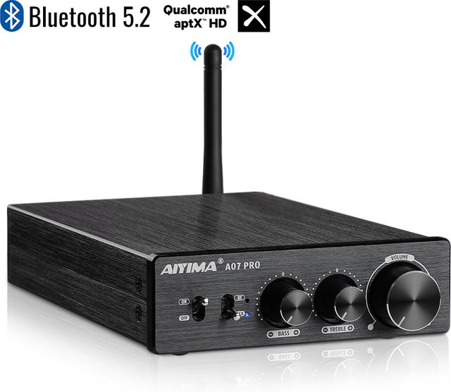 AIYIMA A07 PRO Bluetooth HiFi Stereo Verstärker 2,0 Klasse D Audio Verstärker Schwarz - Bild 1