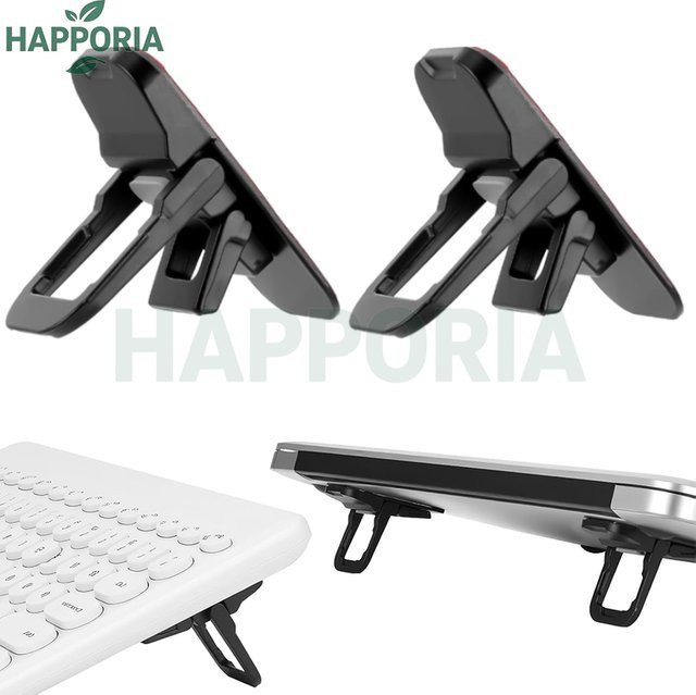 HAPPORIA Mini Faltbarer Laptop-Ständer in Schwarz, 2 Stück Tragbare Laptop-Riser mit Selbstklebender Befestigung, Verstellbare Kühlständer für MacBook und Schreibtisch - Bild 1