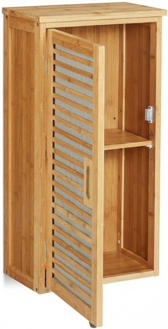 Relaxdays Badschrank aus Bambus in Natur, höhenverstellbar, Wandmontage, H x B x T: 66 x 35 x 20 cm - Bild 1