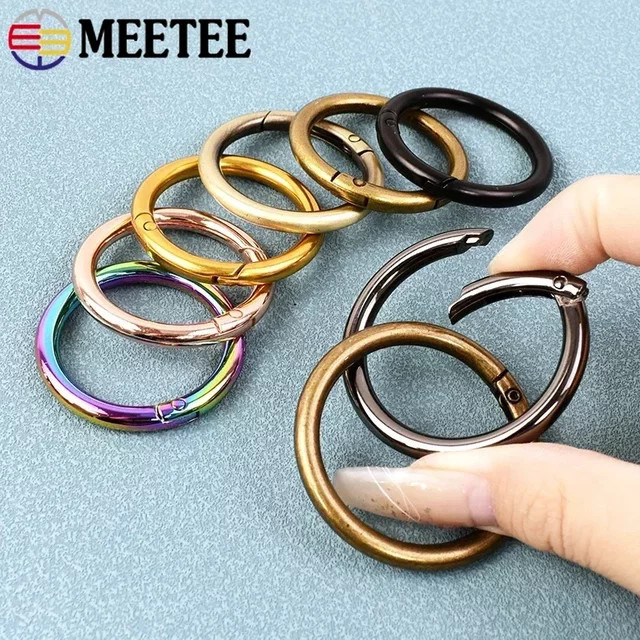 10 Stück Meetee Metallfeder-O-Ring-Schnallen als runde Karabiner-Karabinerhaken Schlüsselanhänger-Clips aus Stahl in Schwarz und Multicolour, Durchmesser: 16 bis 50 mm - Bild 1