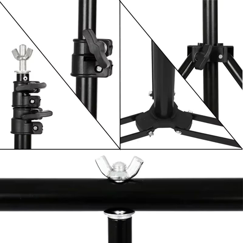 SH Photography T-förmiges Hintergrundständer-System-Kit für Fotostudio, Video und Chroma-Key in Schwarz - Bild 3