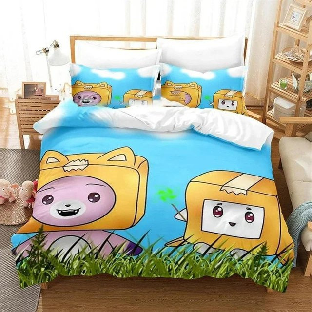 JMG Household Supplies Bettwäscheset 3D Cartoon Foxy Boxy Lanky-box Multicolor mit Reißverschluss, Bettbezug und Deckenbezug, B/T: 228 x 228 cm - Bild 1