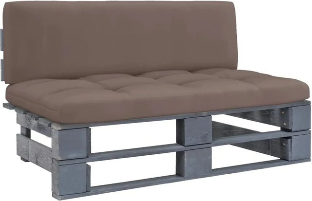 vidaXL Outdoor-Mittelsofa aus imprägniertem Kiefernholz in Grau mit beigefarbenen Polstern für Garten und Terrasse - Bild 1