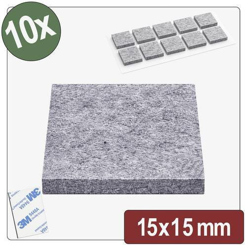 Quadrios 26SA108 Filzgleiter selbstklebend, rund, Grau, 10 Stück, Durchmesser: 1,5 cm, Höhe: 0,4 cm - Bild 1
