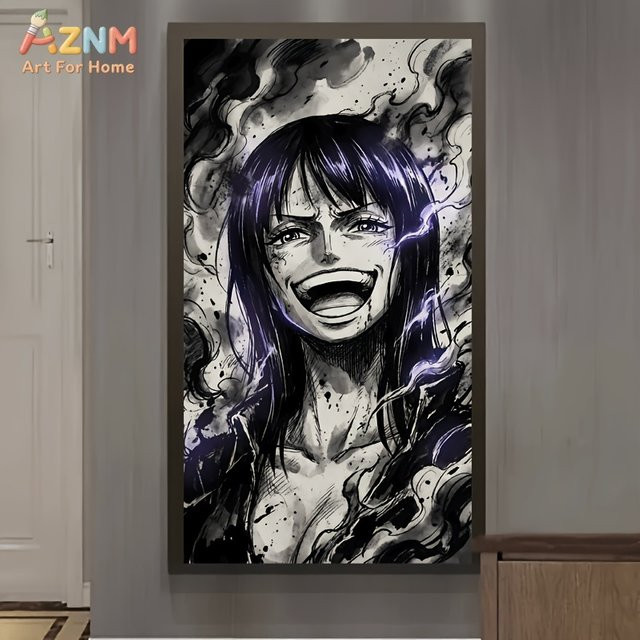 AZNM One Piece Nico Robin Wandkunst Canvas Poster im Purple Lightning Ink Style, ungerahmt, Mehrfarbig - Bild 1