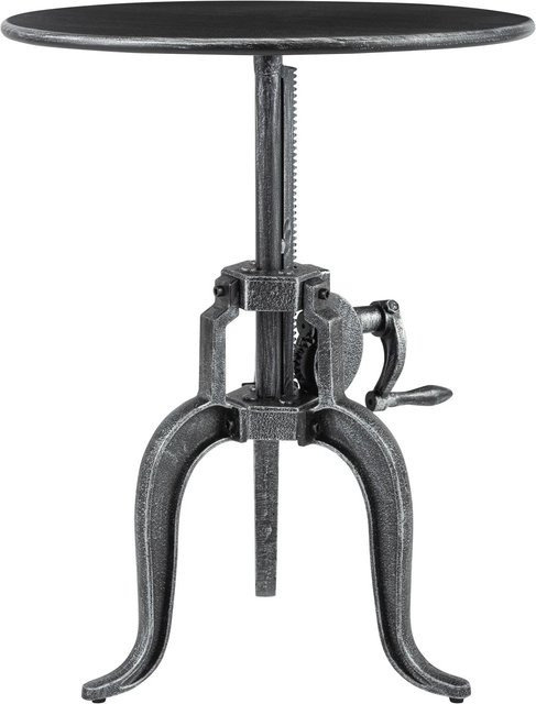 DELUKE Beistelltisch VERA Rund in Antik-Silber aus Metall im Industrial Stil, B/T/H: 50 x 50 x 46 cm - Bild 1
