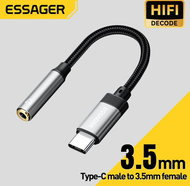 Essager USB-C auf 3,5 mm Klinke Audio-Adapter für iPhone, iPad, Huawei, Xiaomi und MacBook - Bild 1