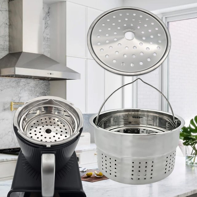 Vorwerk 2-in-1 Edelstahl-Dampfgarer für Thermomix TM7, zweilagiger Korb in Silber - Bild 1
