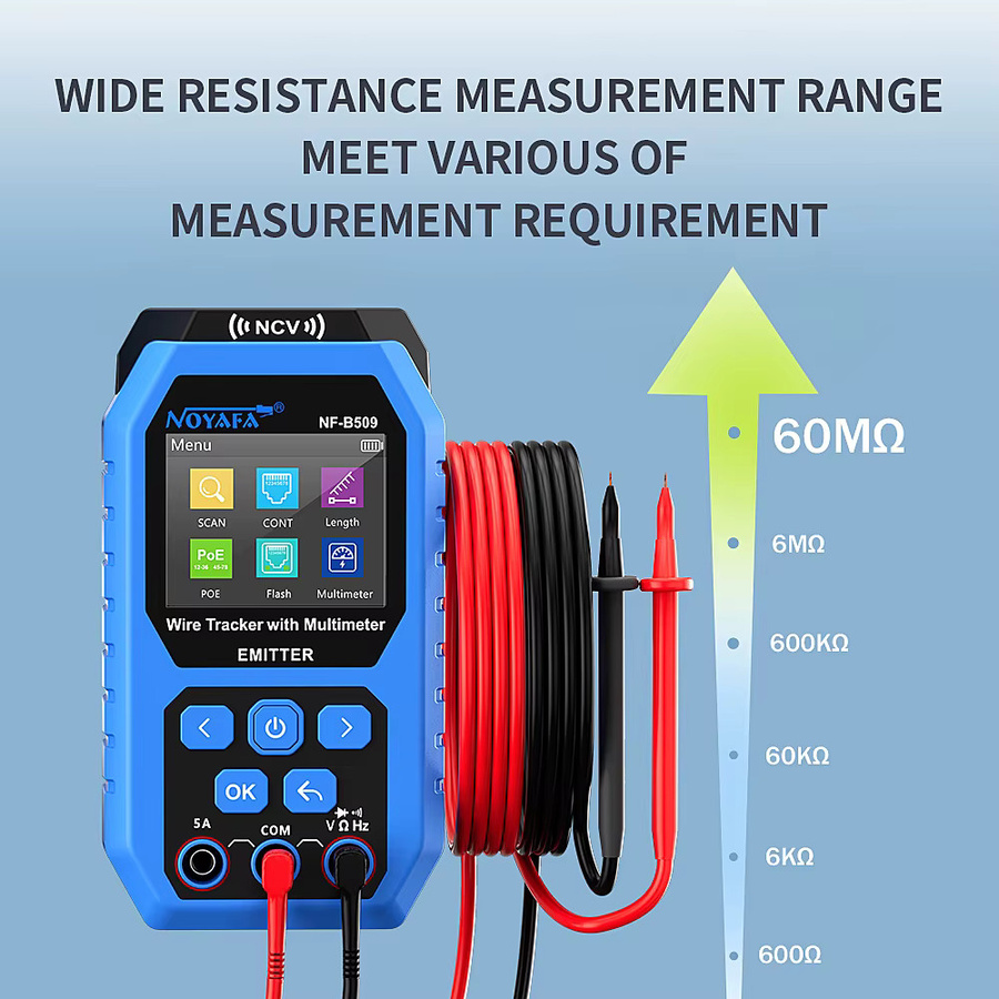 NOYAFA NF-B509 Multimeter und Ethernet-Kabeltester mit POE-Funktion und NCV in Blau - Bild 4
