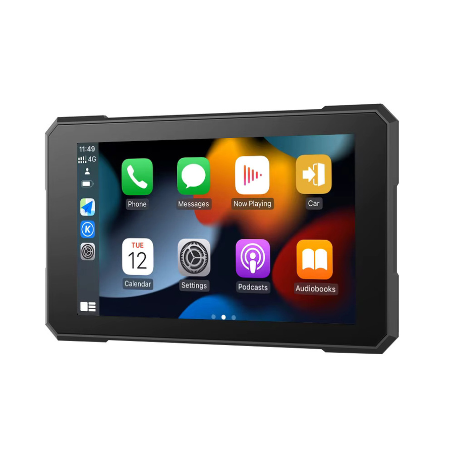Grandnavi 5-Zoll Motorrad-Navigation mit GPS, Bluetooth, Wireless CarPlay und Android Auto, Magnetische Schnellverschlusshalterung, Schwarz - Bild 7