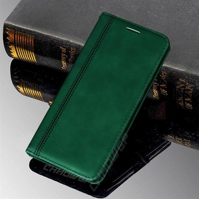 Magnetische Brieftasche als Schutzhülle für Samsung Galaxy A51 A71 A50 A31 und Huawei P Smart Y5P Y6P Y7P 2020 Honor 10 Lite 9X 8X Redmi Note 9S 8T 8 Pro in Grün - Bild 1