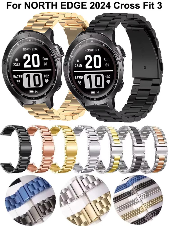 NORTH EDGE Smartwatch-Armband, Edelstahl, Silber, Herren, 22 mm - Bild 6