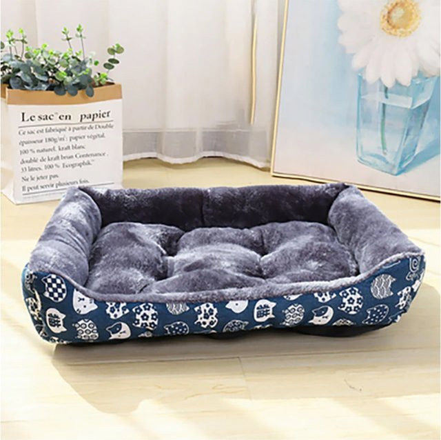TPFLiving Haustier Bett rechteckig in Blau mit abnehmbarem Bezug und rutschfester Unterseite, B/T/H: 55 x 45 x 15 cm - Bild 1