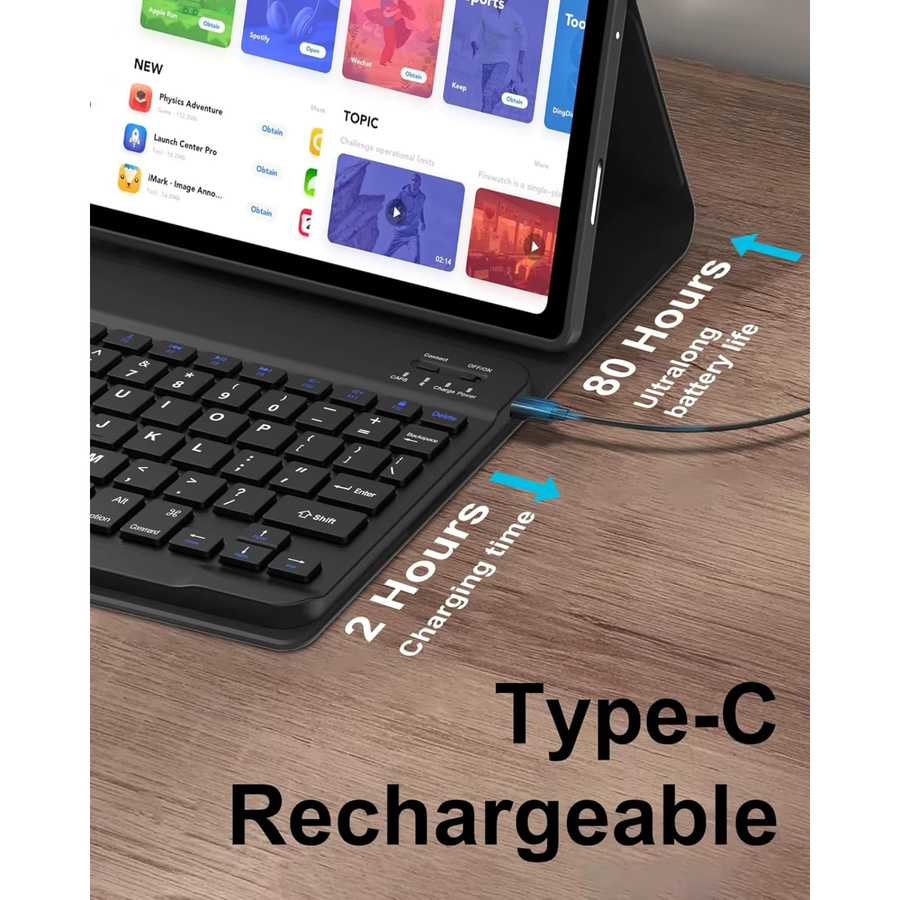Lenovo Tastaturhülle für Tab Plus und Pad Studio TB351FU/XU 11,5 Zoll mit Bluetooth-Tastatur und Maus in Schwarz und Multicolour mit Hintergrundbeleuchtung - Bild 3