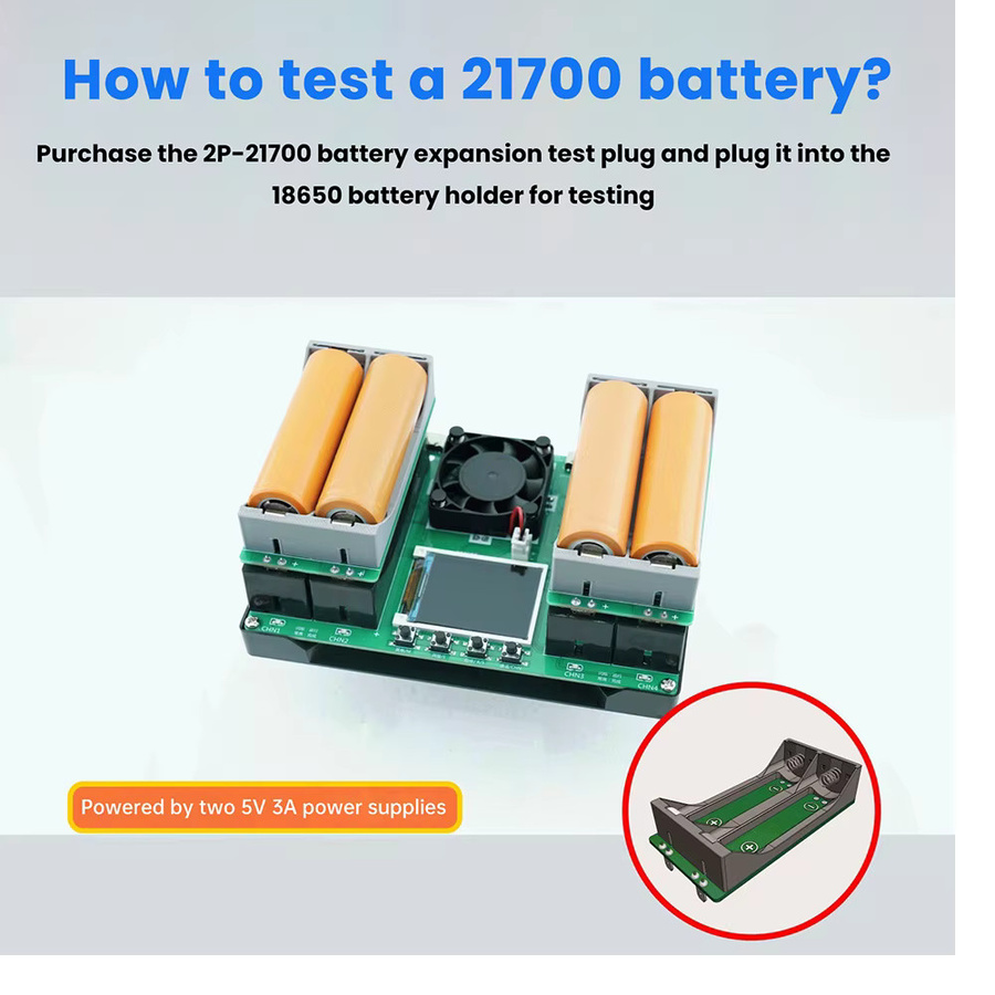 Digitaler 4-Kanal Batterie Kapazität Tester mit LCD Display und USB-C Anschluss zur mAh-Messung für Lithium-Batterien wie 18650 und 21700 - Bild 3