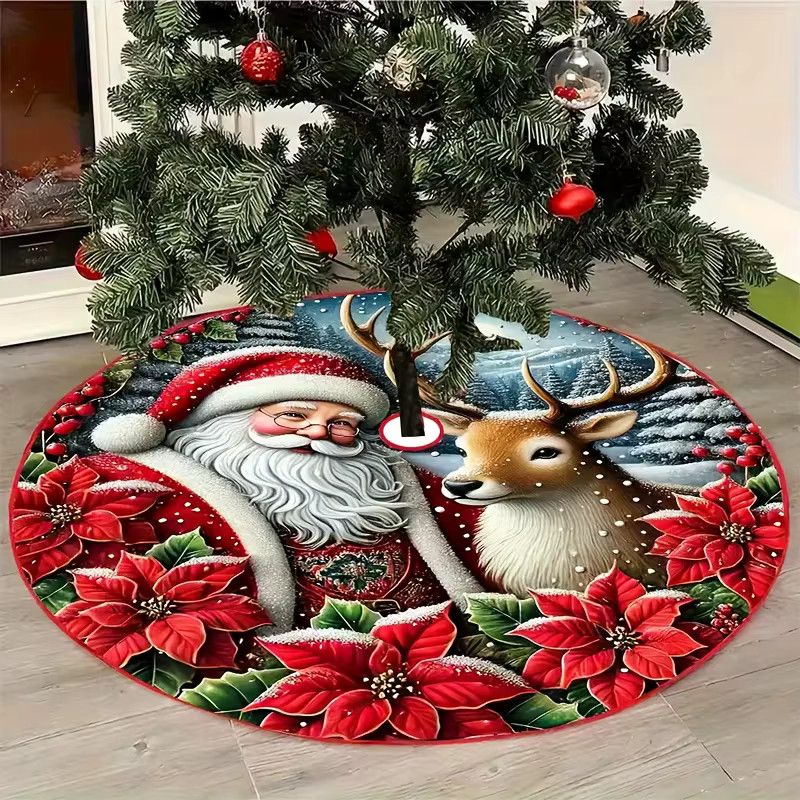 VIKAMA Weihnachtsbaumkleid mit Weihnachtsmann und Rehkitz-Design in Multicolor - Bild 2