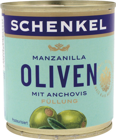 Schenkel Manzanilla Oliven grün mit Anchovis 200 g